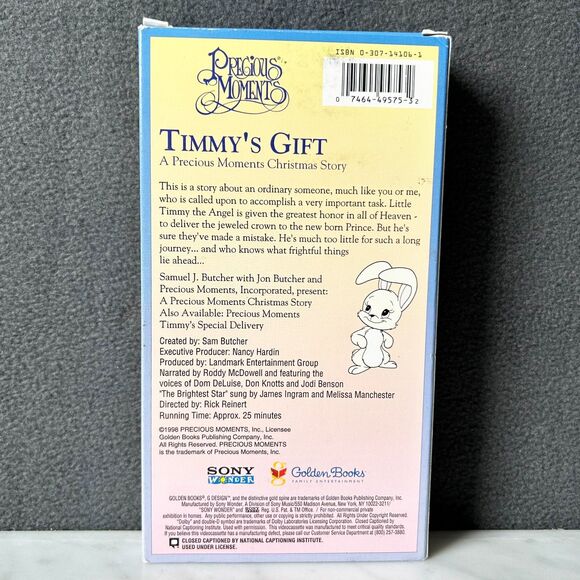 Precious Moments Timmy's Gift Christmas Story VHS Tape Animated Movie 1998 - Picture 2 of 4